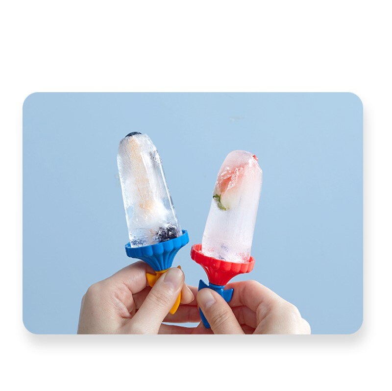 6 Hole Reusable Ice Cream Mould Homemade Popsicle Molds Plastic Ice Mold Popsicle Rocket Popsicle Mold With Handle Kitchen Tools