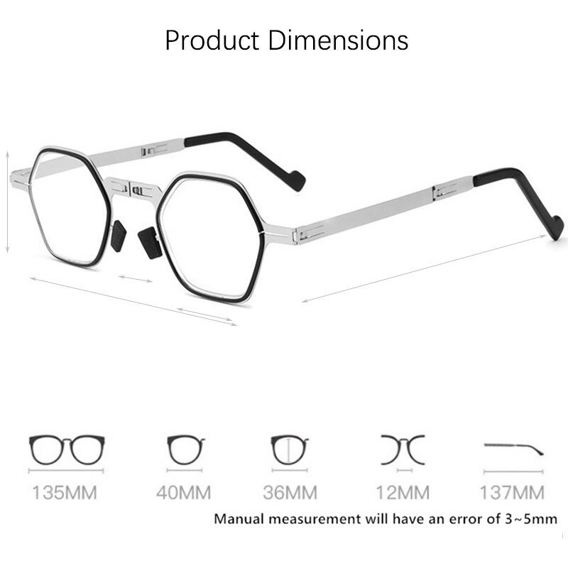 Modieuze Mini Vouwen Leesbril Mannen Vrouwen Anti-Blauw Licht Verziend Glazen Opvouwbare Hexagon Volledige Metalen Frame