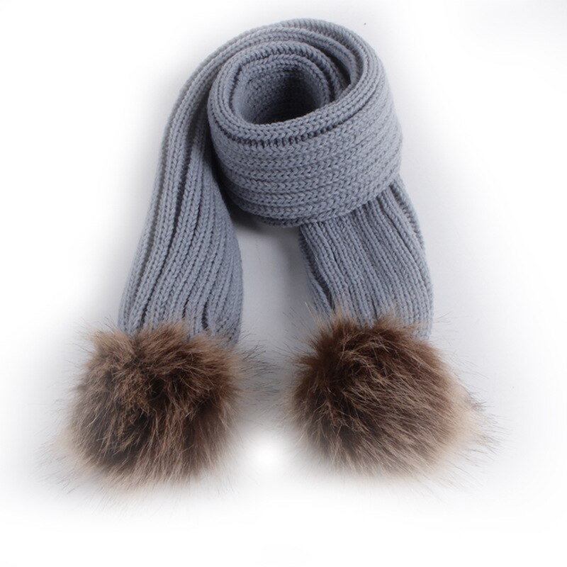 Winter Hüte Ohren Mädchen Jungen Deckel + Schal 2Stck freundlicher einstellen Baby warm Halten freundlicher betroffen Wolle Pelz Doppel Hütte Gestrickte Nette Kappe Schal einstellen: Grau