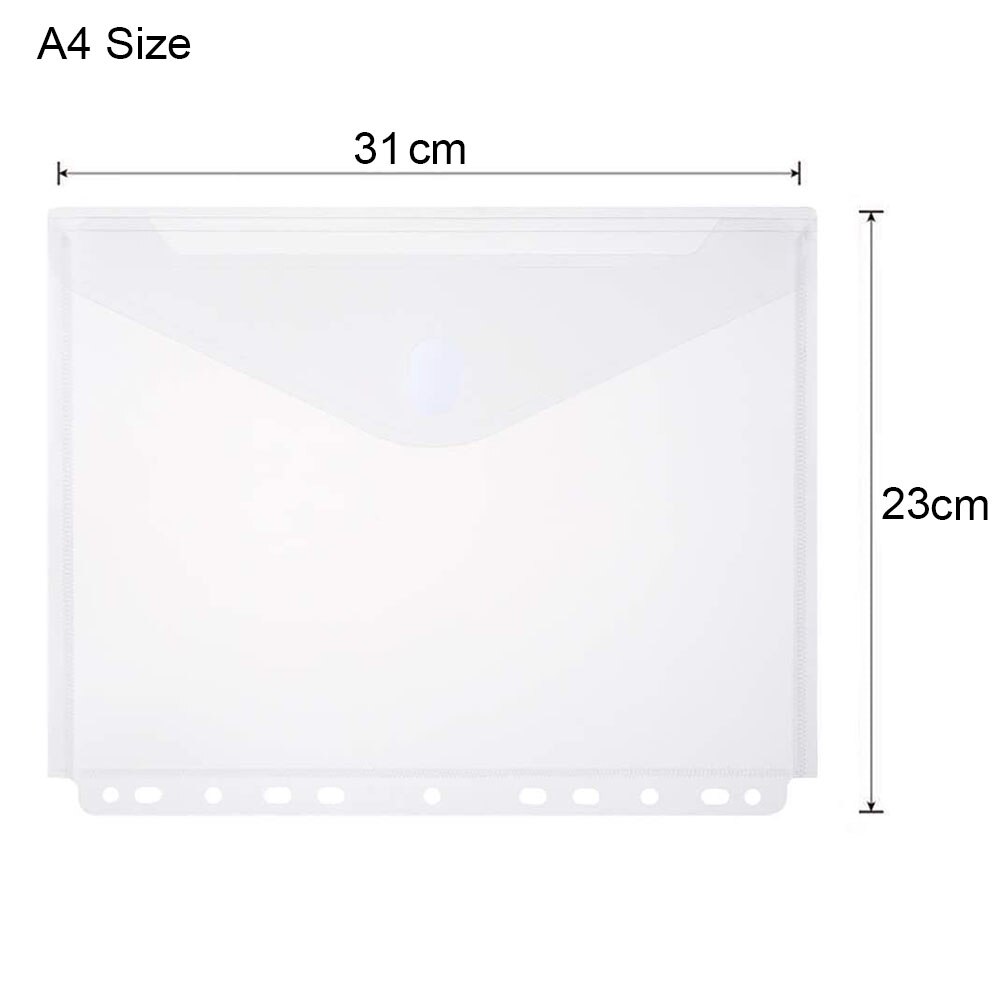 Enveloppe plastique pour dossiers, 11 trous, format A4, pochette, insertion de Pages pour classeurs, avec fermeture Velcro robuste, couleurs assorties,