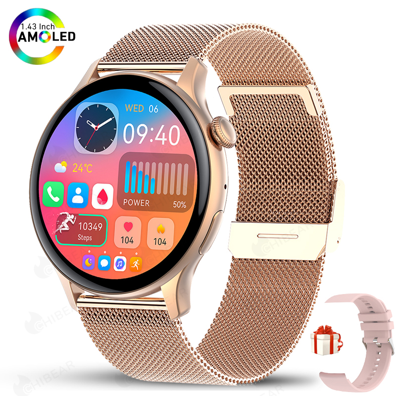 Nowy smartwatch 2025 z ekranem prawdziwy AMOLED HD, monitorowaniem zdrowia kobiet, sterowaniem głosowym AI, połączeniami Bluetooth, kompatybilny z Androidem i iOS.: Niebieski
