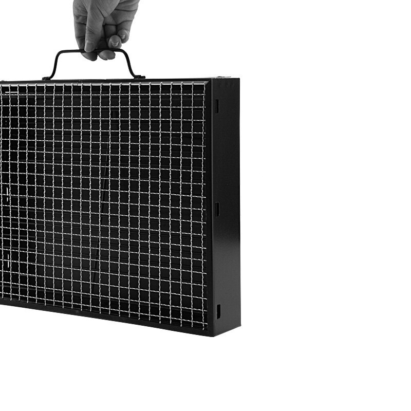 Foldable BBQ Grill Black Portable Barbecue Charcoal Grill 3-6 People Mini Stainless Steel BBQ Grills for Outdoor Camping Kitchen