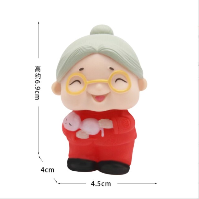 Cake Topper for Grandpa Grandma Chinese Longevity Family Birthday Cake Decorations: Red Grandma