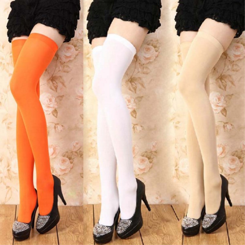Lolita Candy Colors Calza sopra il ginocchio Calzini lunghi Donna Ragazza Elastico Stretto Lingerie Cosplay Party Calza sexy