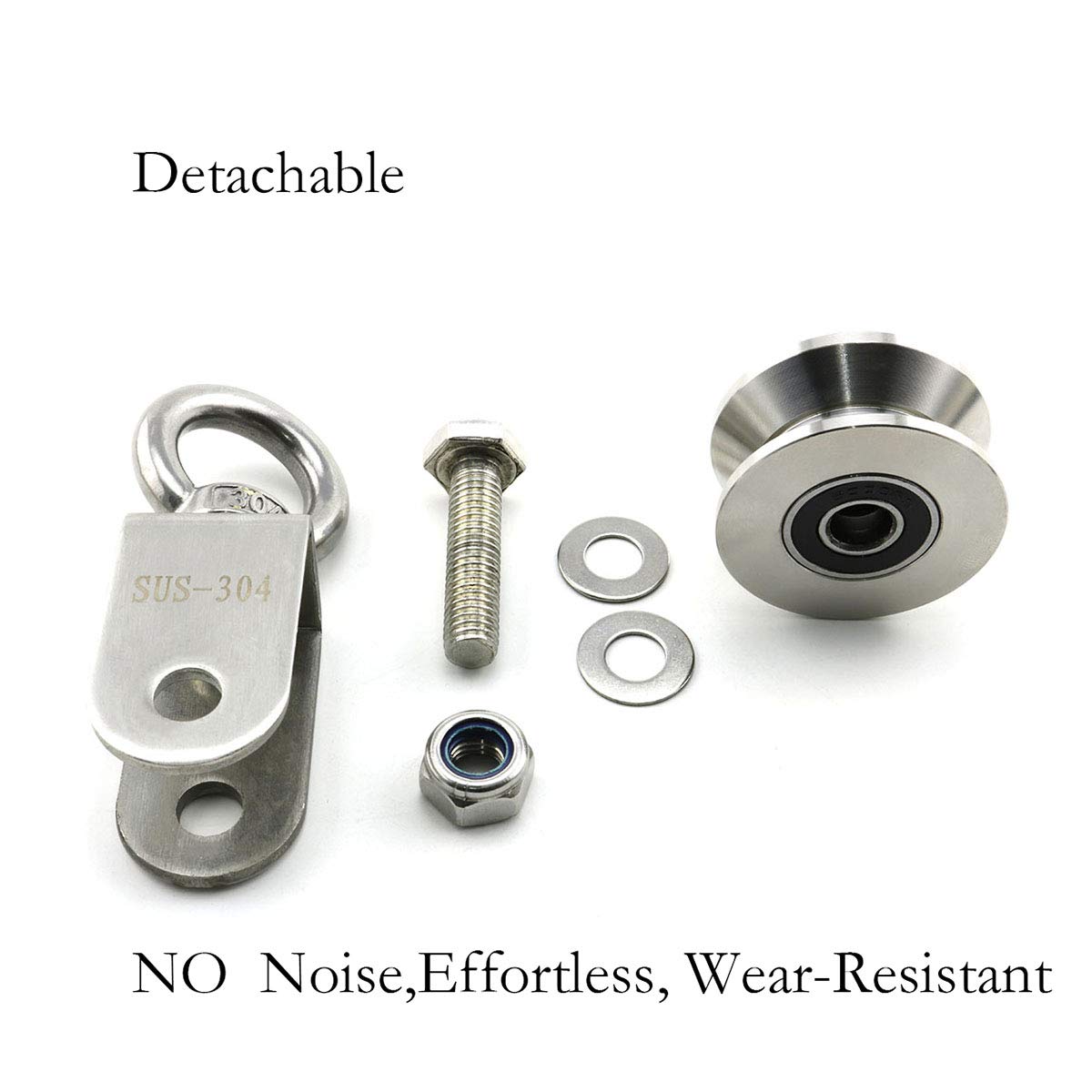 Poleas giratorias tipo U, rodamiento dúplex de acero inoxidable 304, supersilencioso, desmontable, rotación de 360 grados, rueda de tracción resistente