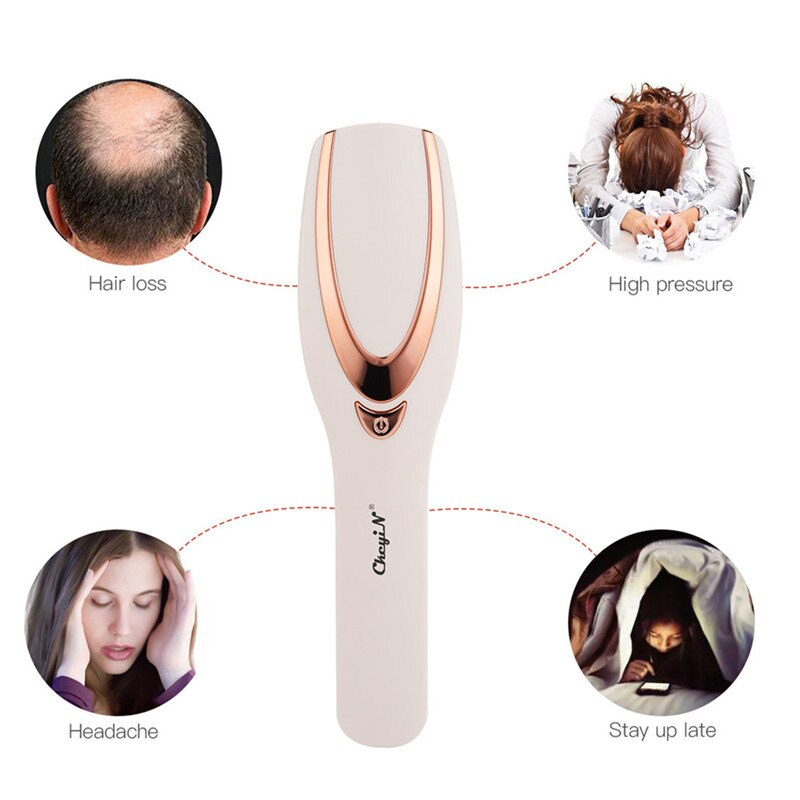 CkeyiN Phototherapy LED Light Hair Growth Comb Vibrating Head Massager Brush Rechargeable Scalp Anti Hair Loss Relieve Fatigue