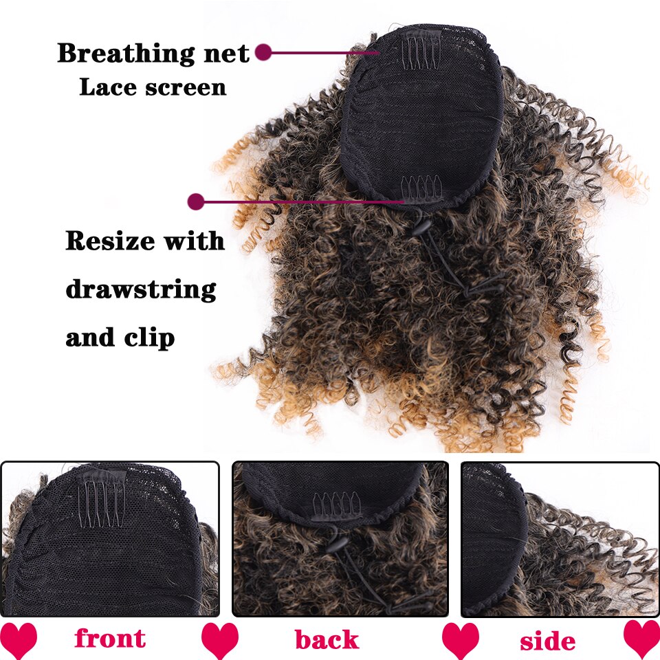 AILIADE 8-14 pouces synthétique plein d'entrain cheveux bouclés queue de cheval avec épingles à cheveux cordon pince en postiches Extensions de cheveux pour les femmes