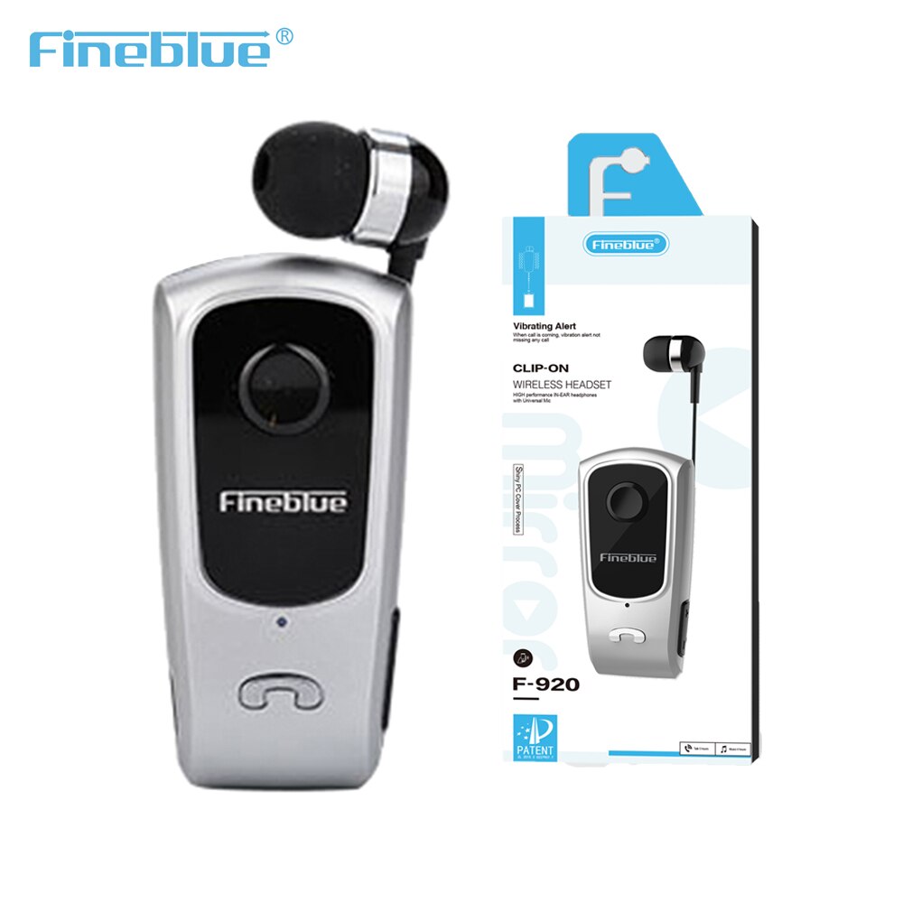 Fineblue F920 Mini Bluetooth Headset Tragbare Erinnern Vibration Tragen Clip Sport Lauf Kopfhörer Mic Anruf: Original Kasten Silber-