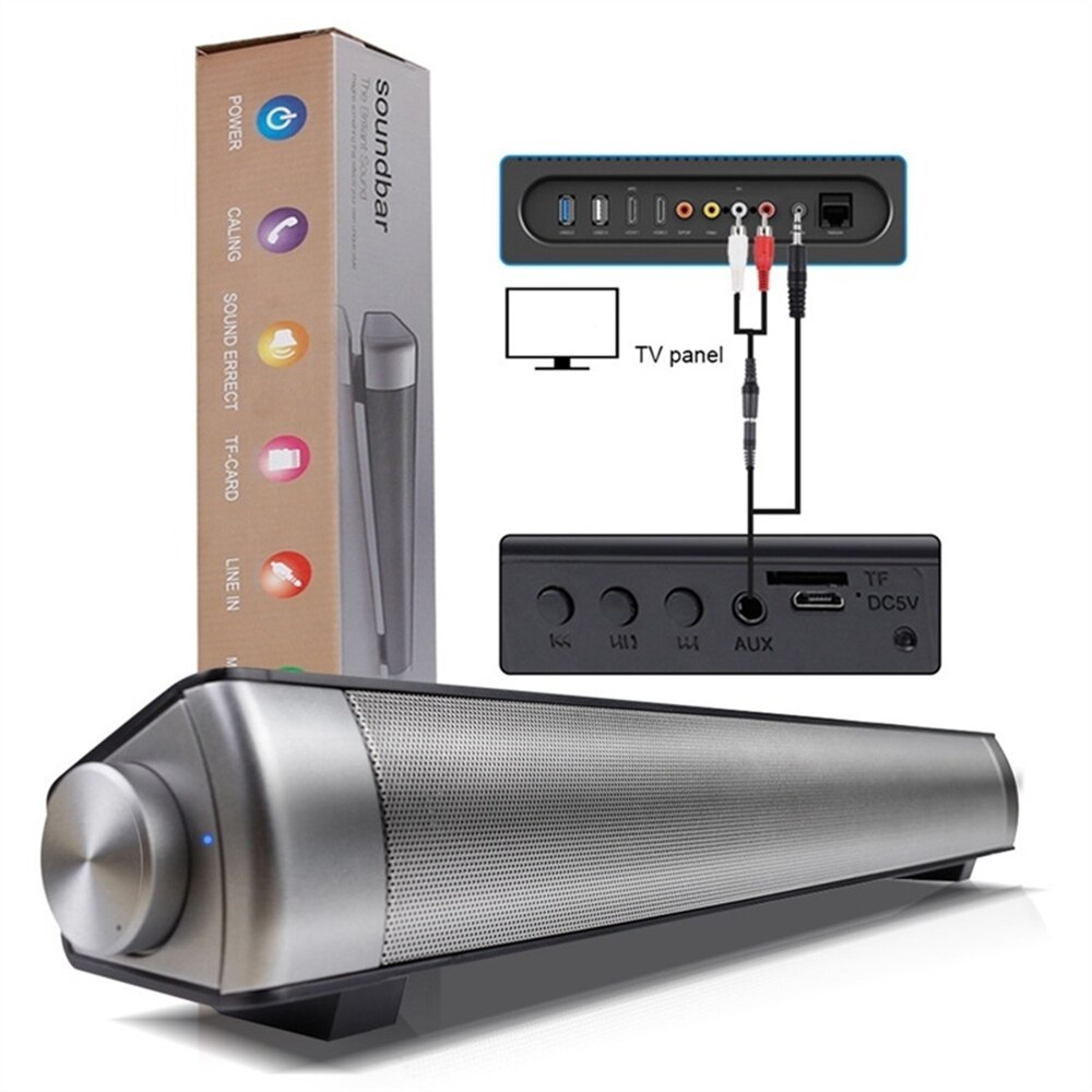 LP-08 Bluetooth Sound Bar Subwoof Column Home KTV Speakers Enhanced Remote Control TV BT Soundbar Speakers Card Plug Altavoz