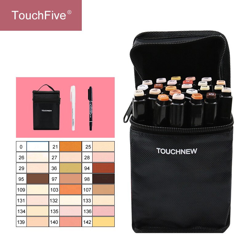 TOUCHNEW 24Color Skin Tone Marker Set-Dual Headed Alcohol Sketch Markers Pen for Drawing Portrait Animation Art Supplies
