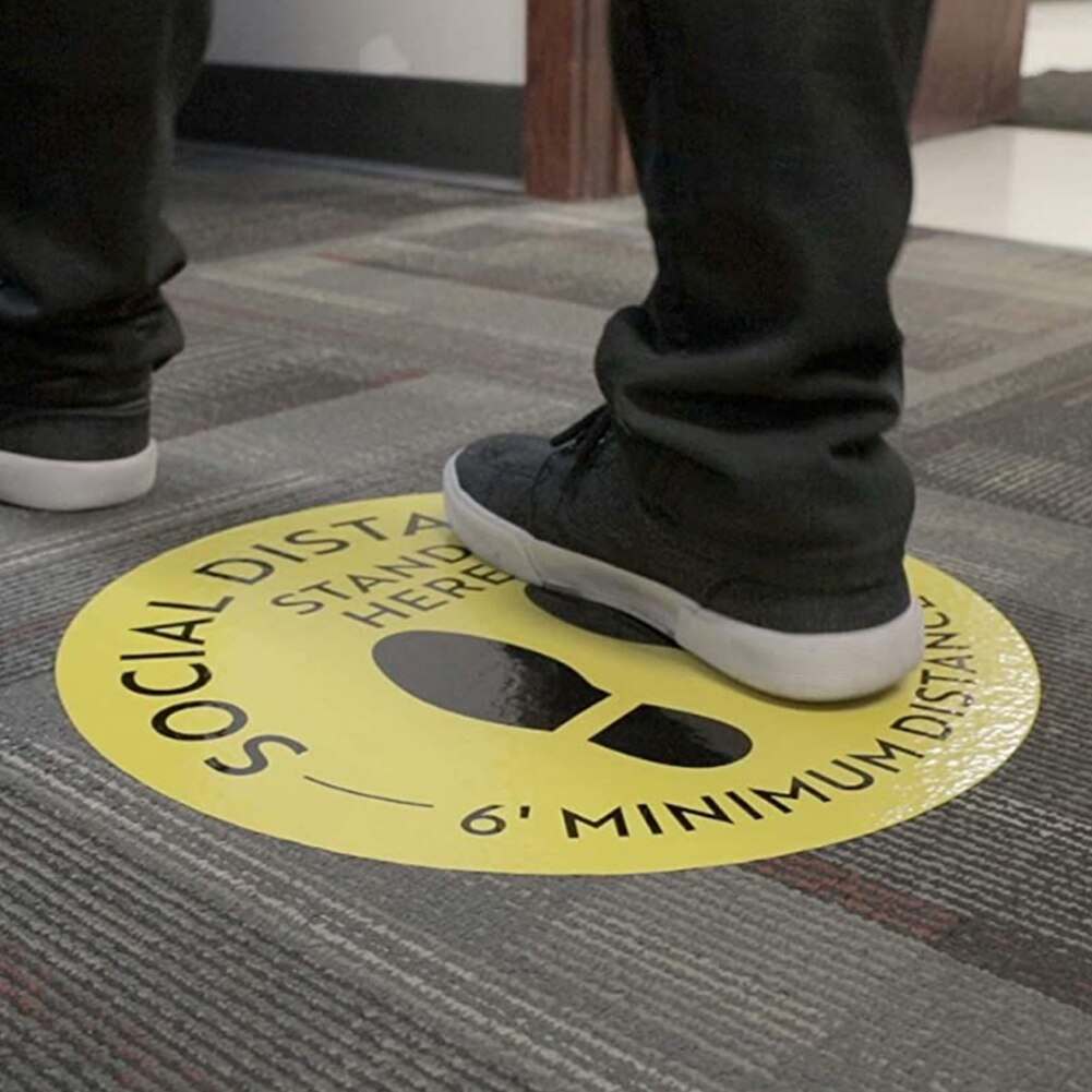 5x Safety Distancing Signs Floor Sticker Isolation Distance Marker Ground Decal Convenience Supermarket Elevator Warning
