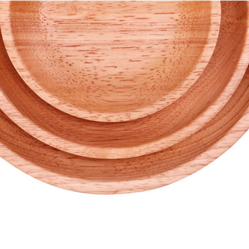 Wooden Serving Plates Set of 3 Dinner,Salad,and Dessert Plates for Eco-Friendly Living Solid Wood Snack Plate(3 Sizes)