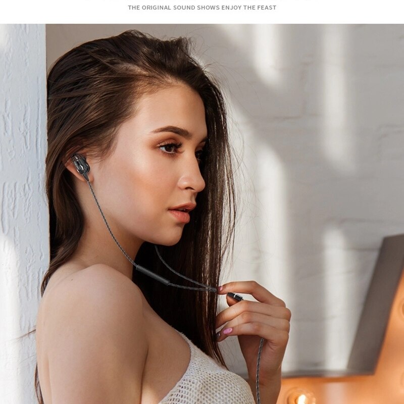 Double lecteur stéréo filaire écouteurs dans l'oreille Sport casque HIFI avec micro mini écouteurs écouteurs pour iPhone Samsung Huawei Xiaomi