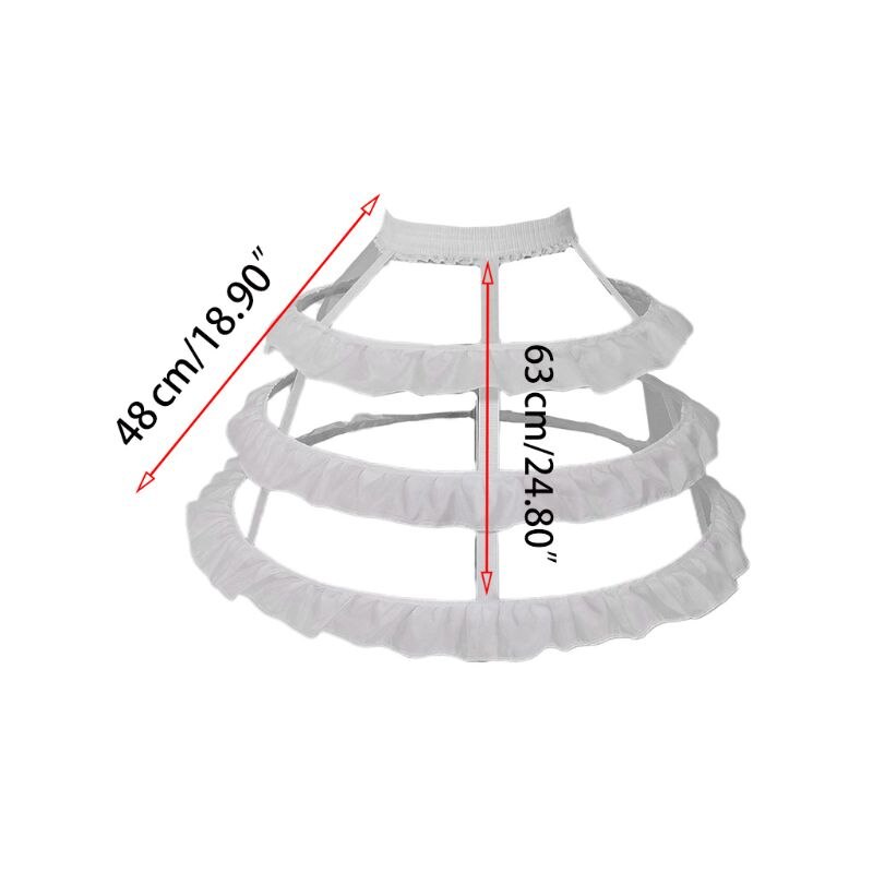 Women 3-Hoop Petticoat Skirt Hollow Out Ruffles Japanese Lolita Dress Pannier Bird Cage Wedding Cosplay Crinoline Underskirt