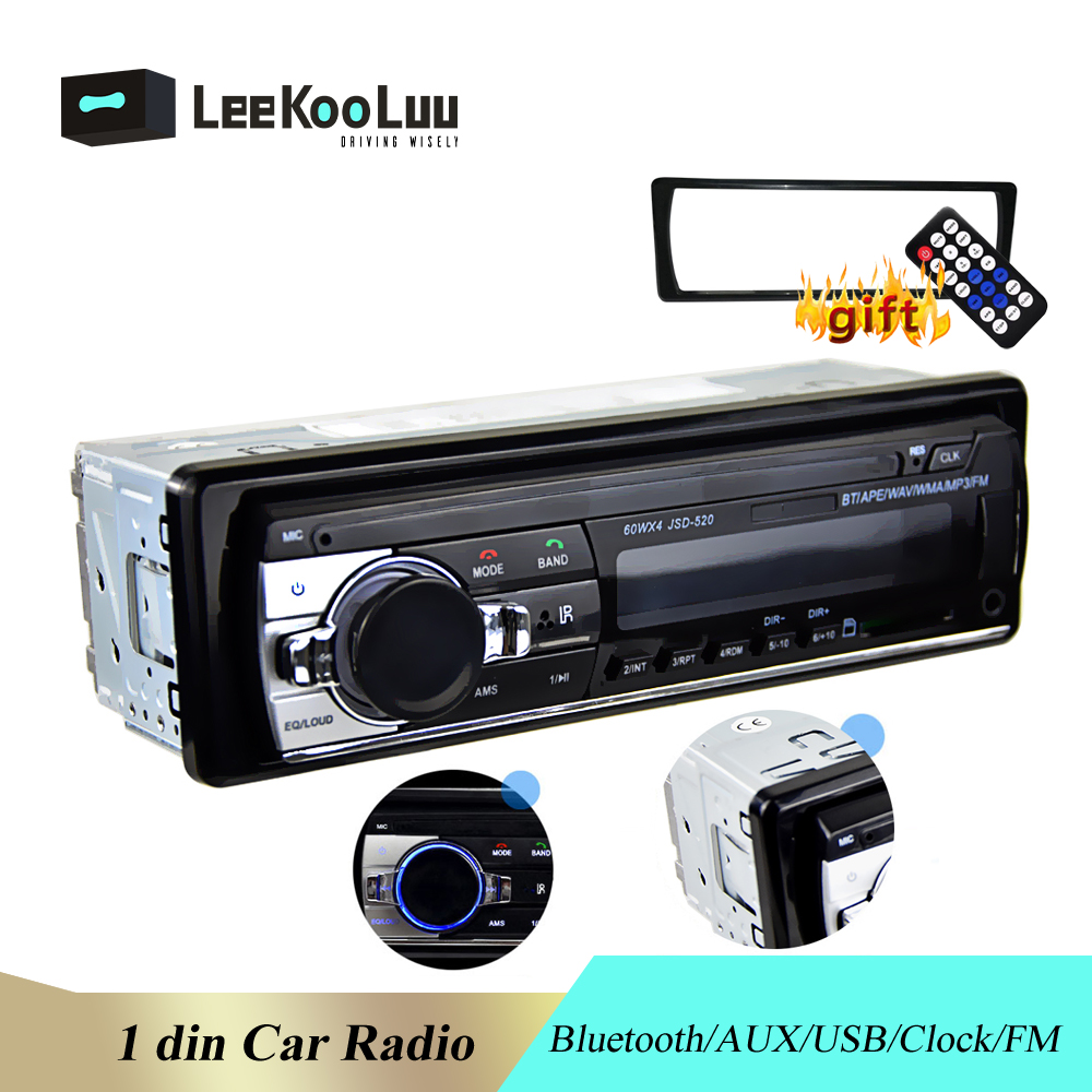 LeeKooLuu 1 din Bluetooth Car Stereo Radio AUX/USB/SD/FM Audio Muziek Stereo Autoradio JSD-520 In -dash Auto MP3 Multimedia Speler