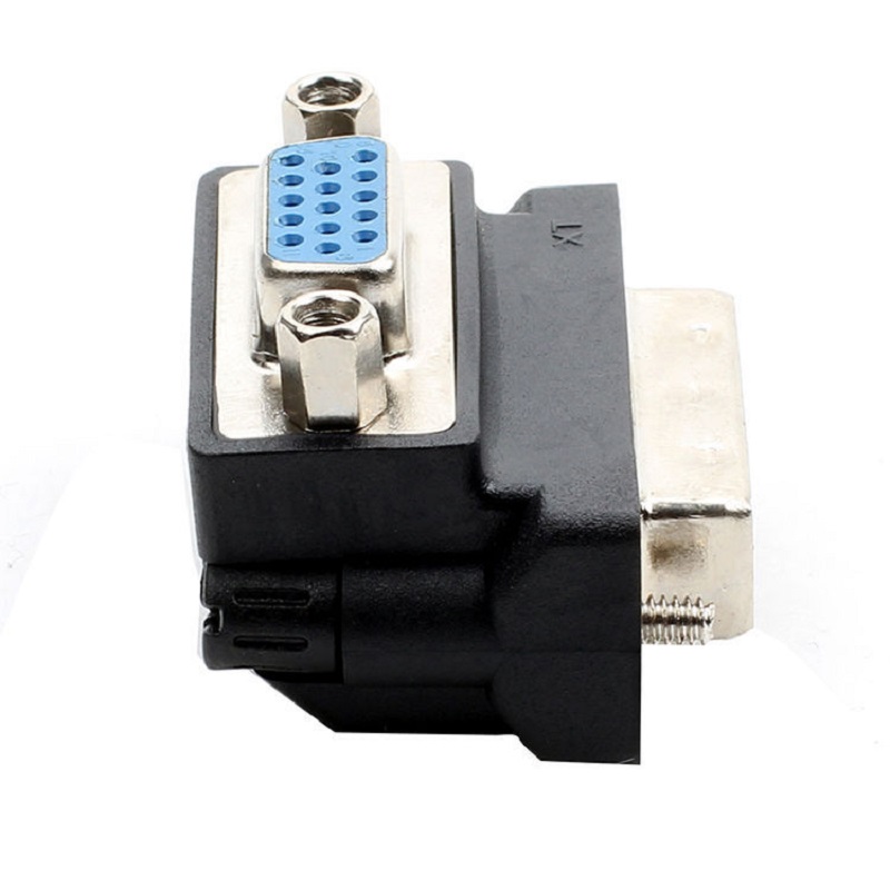 DVI-I 24+5 Male to VGA 15 Pin Fema 90 degree Right Angle Convertor Adapter 15 Pin VGA Socket to DVI Male Plug