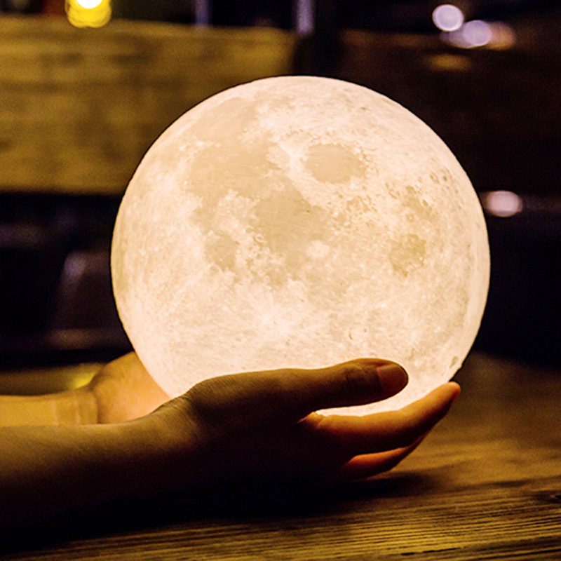15cm 3D Magical lámpara de luna de dos tonos bolas de Luna decorativas carga USB LED noche ornamento Sensor Velantine artesanías decoración del hogar