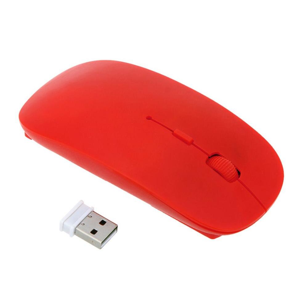 Souris optique sans fil 1600 DPI, 2.4 ghz, récepteur USB, 4 boutons, pour ordinateur portable: Rouge