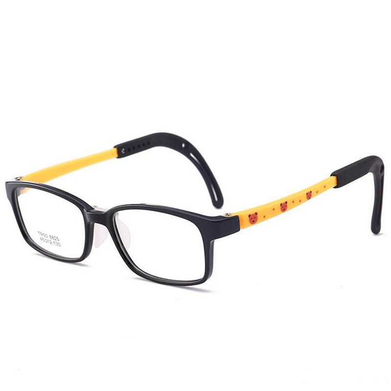 Tr90 dreng pige briller ramme børn sikrere silikone studerende anti-shedding firkantede recept briller til barn: Sort-gul