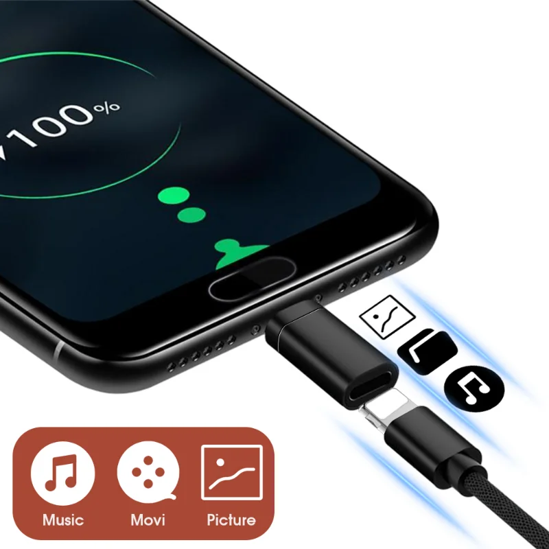 Adaptador Micro USB tipo C macho a IOS hembra, conector de sincronización de datos, convertidor de carga para Apple, teléfono móvil Android, adaptador de computadora portátil