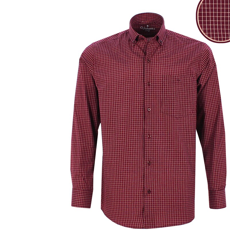 Langærmet herre skjorte mærke plaid mandlige kjole skjorter bomuld casual business mørkerød skjorte camisa social varetta kalkun: S