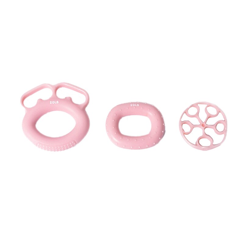 3Pcs Hand Gripper Trainer Finger Exerciser Forearm Hand Carpal Expander Dynamometer Grip Trainer Rings Set: Pink