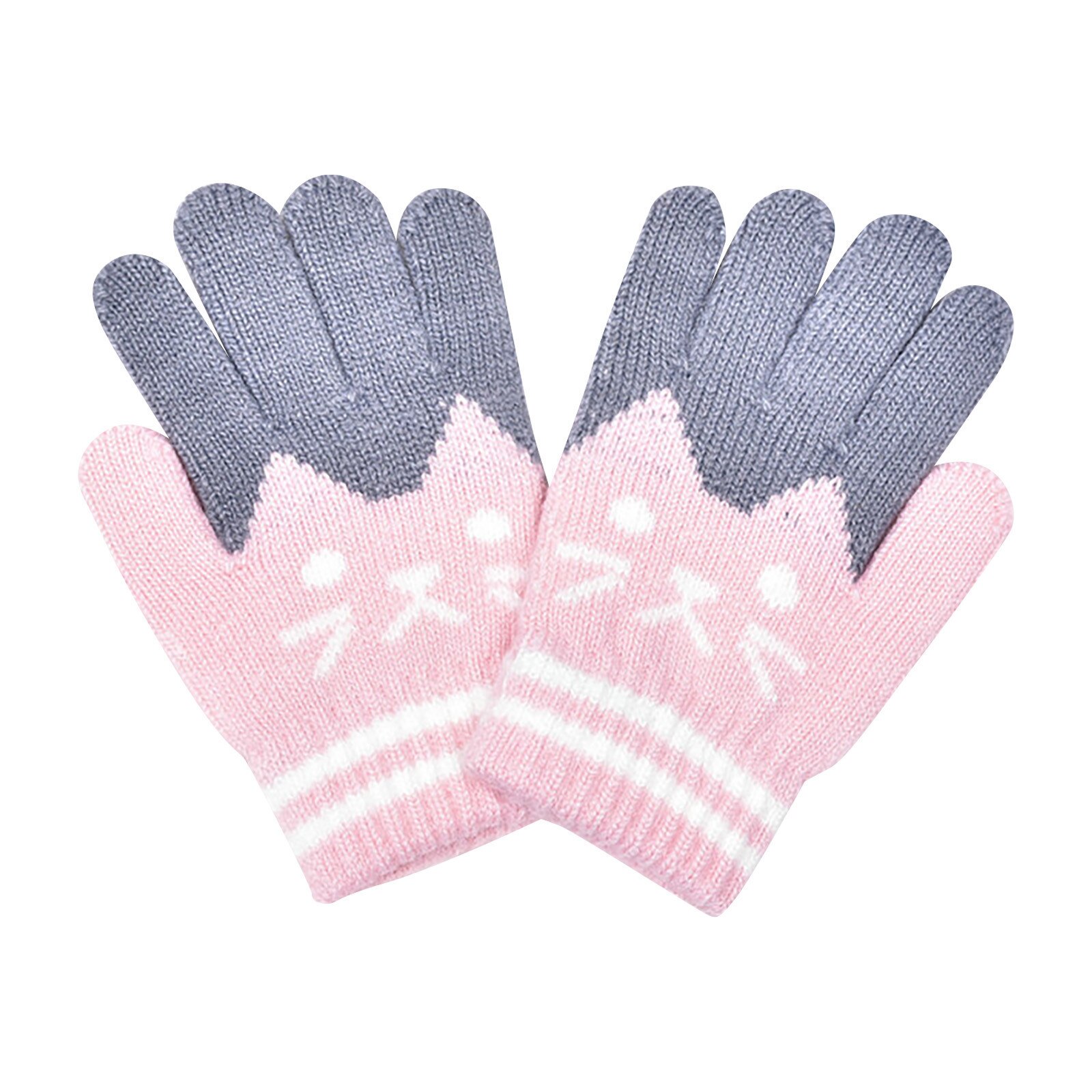 Karikatur Baby Handschuhe freundlicher Kaschmir Niedlich Katze Acquard weben Warme Gestrickte Handschuhe перчатки: rosa