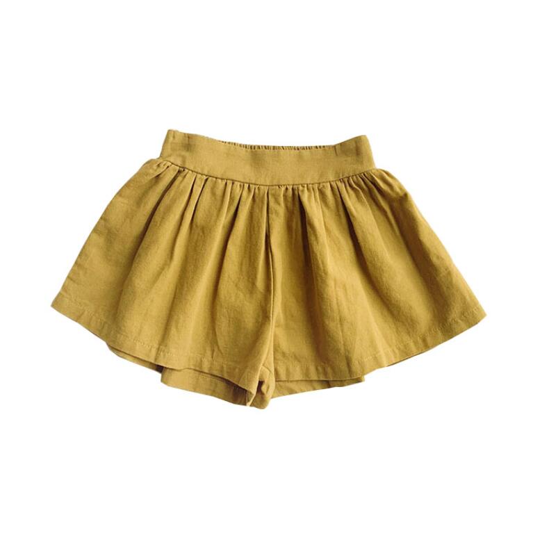 Vêtements d'été pour bébés filles | Shorts à nœud solide, pantalons courts, taille élastique, Shorts pour enfants en coton, pantalons courts pour filles, kaki: Yellow 2 / 12M
