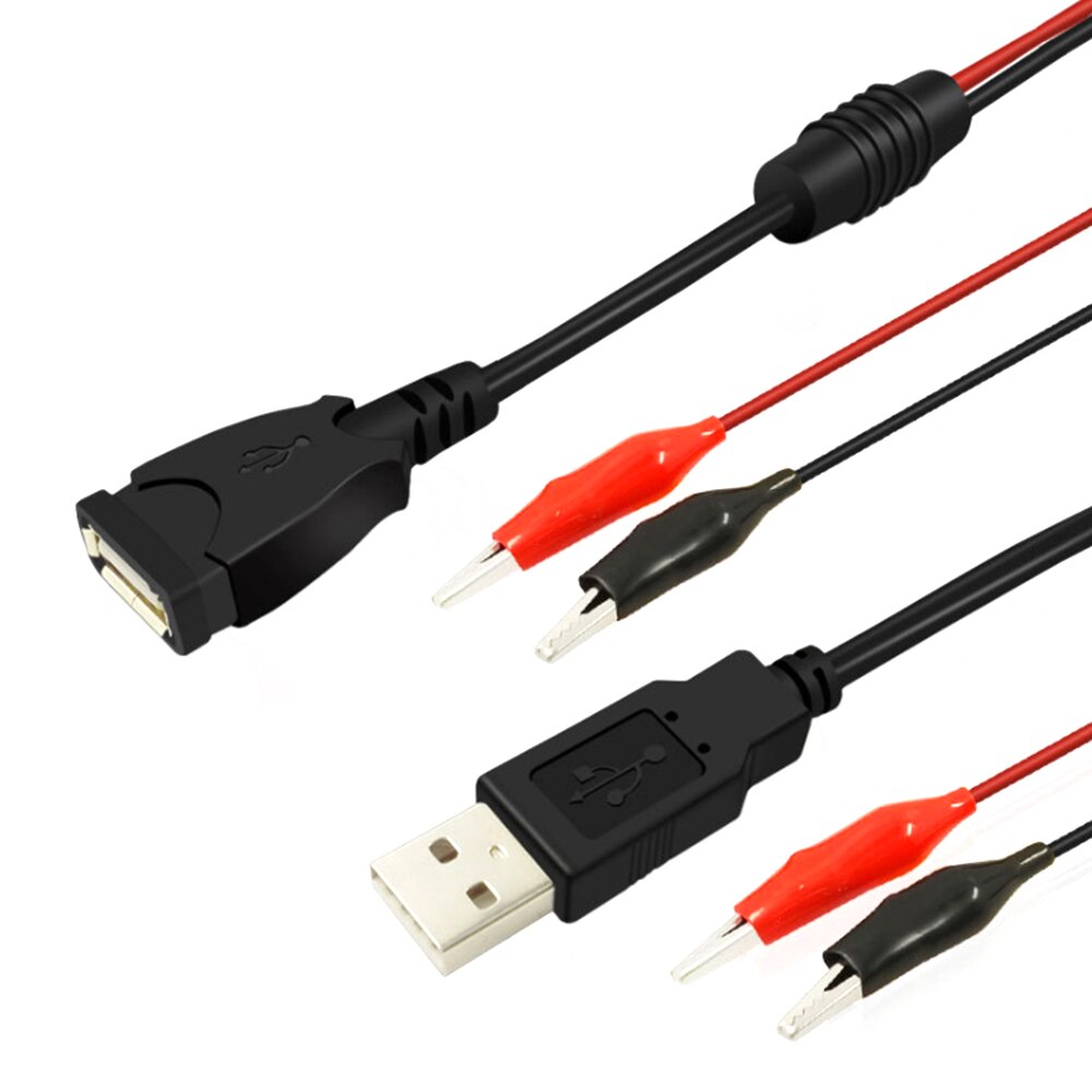 USB Testing Wire Male Female Alligator Clips Testing Wire to Battery Lithium battery Voltmeter Ammeter Tester 1 Pair