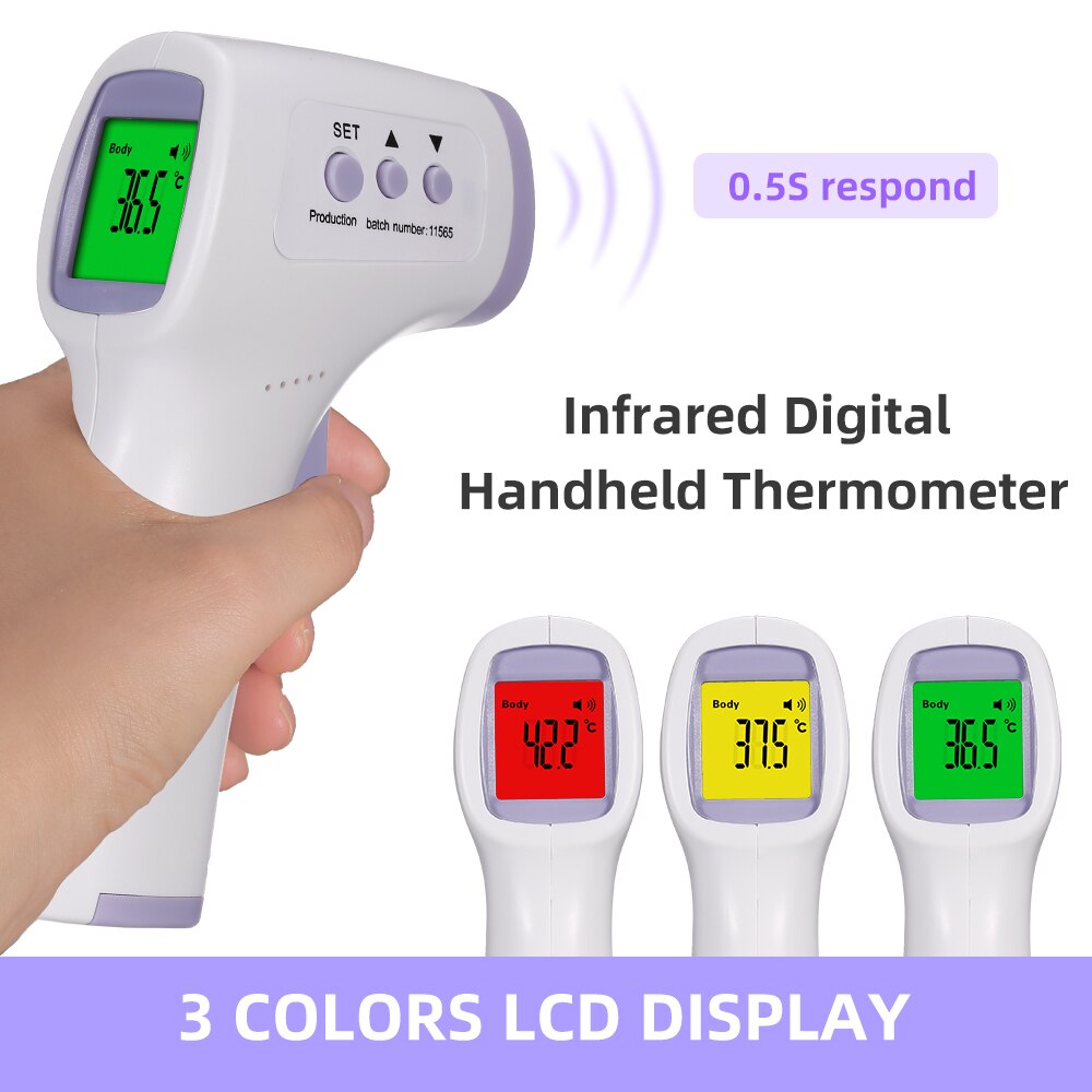 Digitale Voorhoofd Thermometer Infrarood Thermometer Non-Contact Body Temperatuurmeter Hoge Gevoeligheid Met Koorts Alarm: Zilver