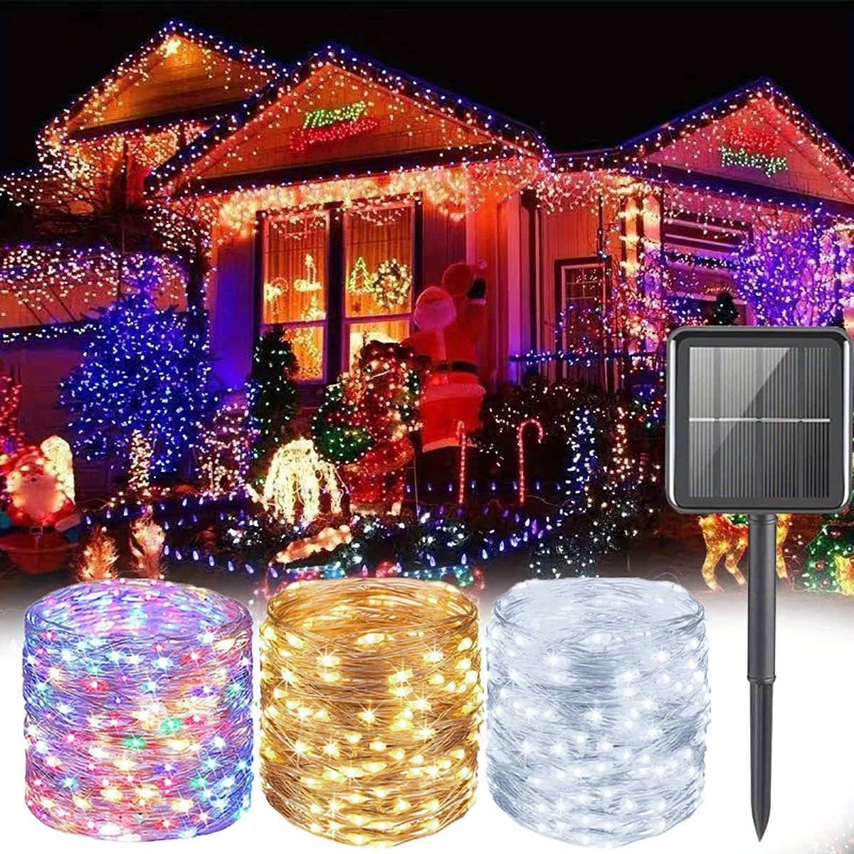 30M 300LED Solar String Lights Outdoor RGB Garden Fairy Lights Waterproof 8 modes Copper wire Flicker light Wedding Decorations