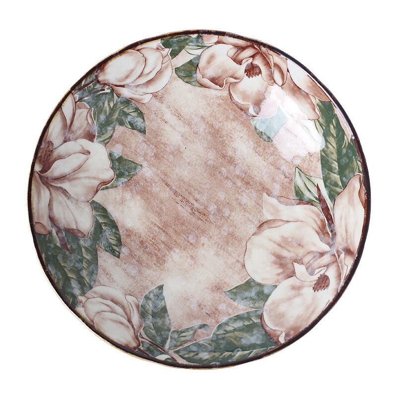 Dishes 2pcs/set 8-inch flower and fish pattern underglaze ceramic deep dish