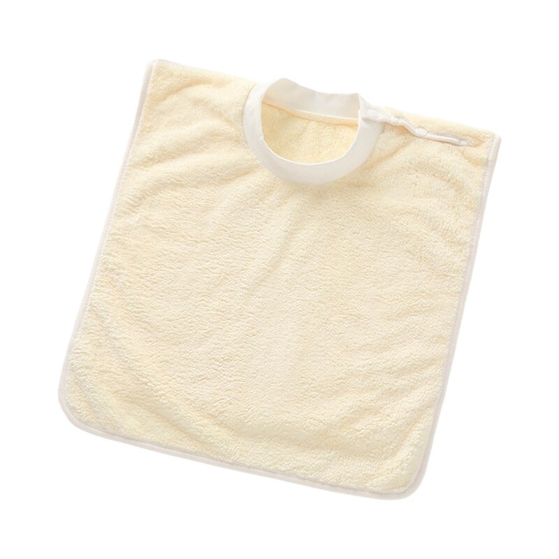 Zacht Koraal Fleece Baby Bib Tandenborstel Handdoek Voeden Burp Doek Drukknoop Speeksel Handdoek Schort Voor 1-5 Jaar oude: Light yellow