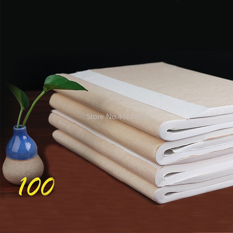 100 kpl/erä riisipaperi puoliraaka xuan paperi kalligrafia maalaus luominen kiinalainen maalauspaperi erityinen medium sivellin kirjoituspaperi