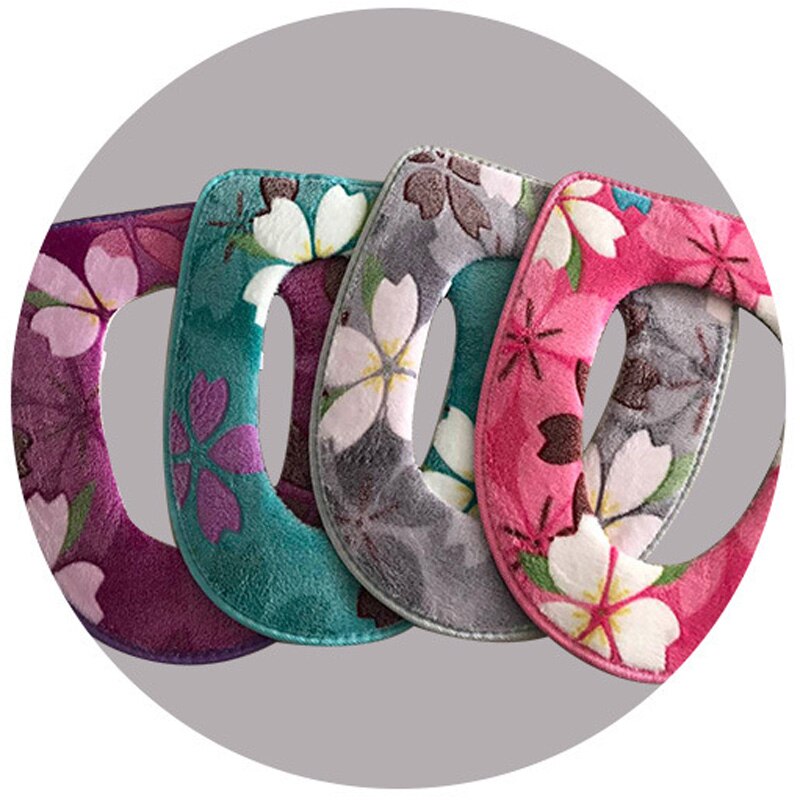 Estampado Floral cálido cómodo Coral terciopelo asiento cubre Pedestal Pan almohadillas decoración de baño 4 opciones de Color