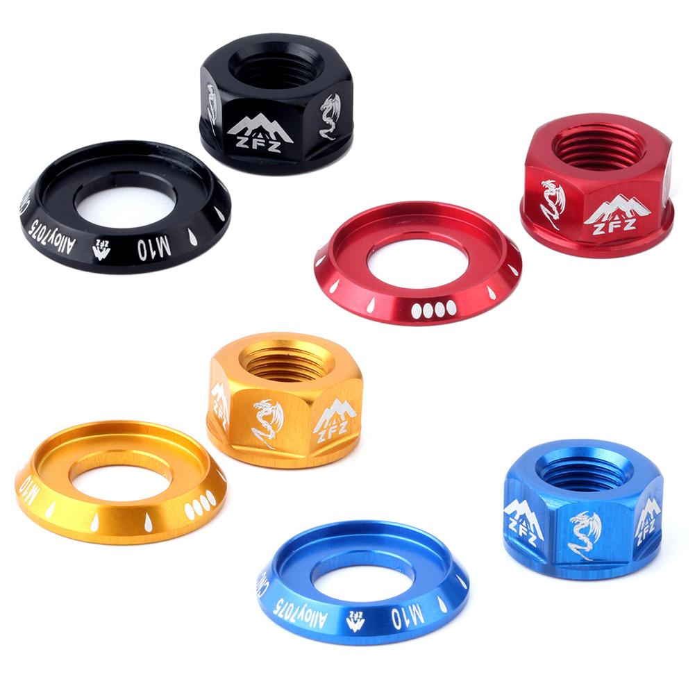 2 stuks Folding Fixed Gear Fiets Hub Noten Glanzende Kleur Voor Achter Drum Hub As Bevestiging Anti-slip Textuur m10 Moer Voor Firm