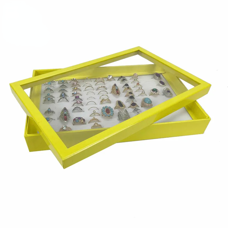 12 -100Slot Velvet Sponge Ring Display Box Cardboard Jewelry Storage Case Holder Showcase Ring Cufflink Jewelry Tray: light green