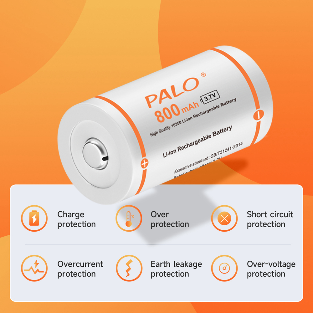 PALO 16340/16350 wiederaufladbare batterie 3,7 v 800 mAh 16340 Li-Ion batterien CR123A batterie Für LED Taschenlampe CR123 CR17345 cr123a