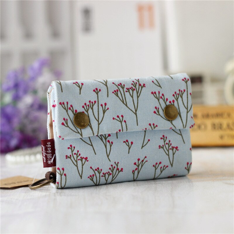 Beibaobao Women Cotton Fabric Short Wallet for Female Large Capacity Gray Blue Ladies Denim Multifunction Men Purse Mini