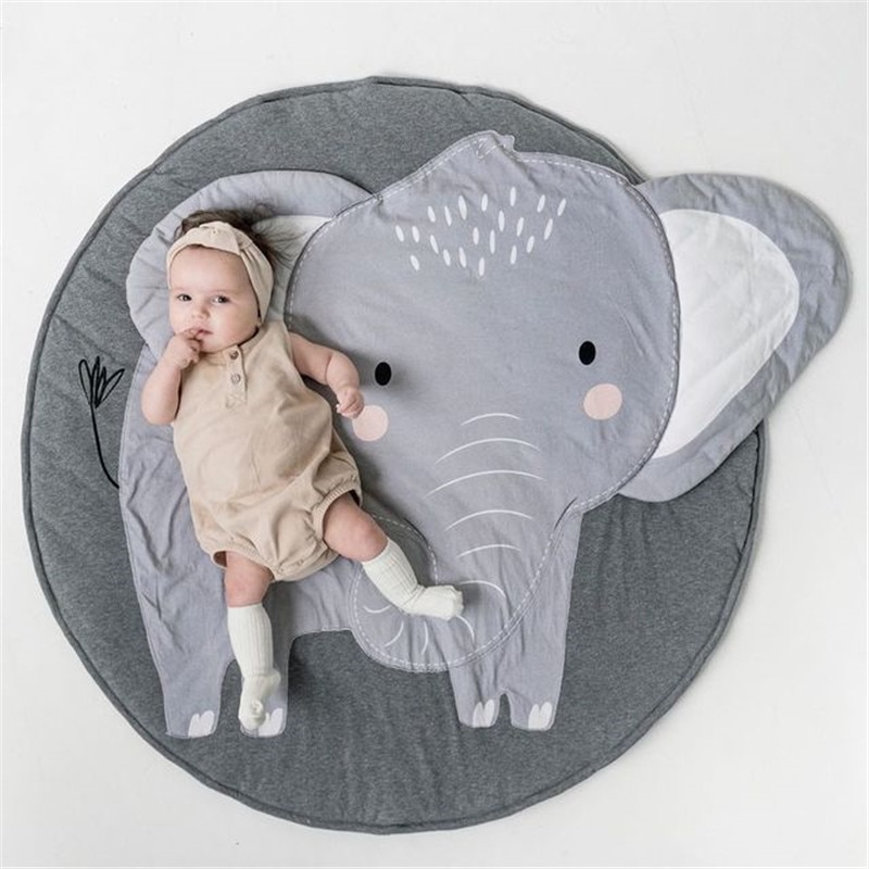 Cartoon Olifant Baby Deken Baby Speelmatten Peuter Kids Kruipen Ronde Tapijt Tapijt Nordic Kids Bed Room Decor Foto Props