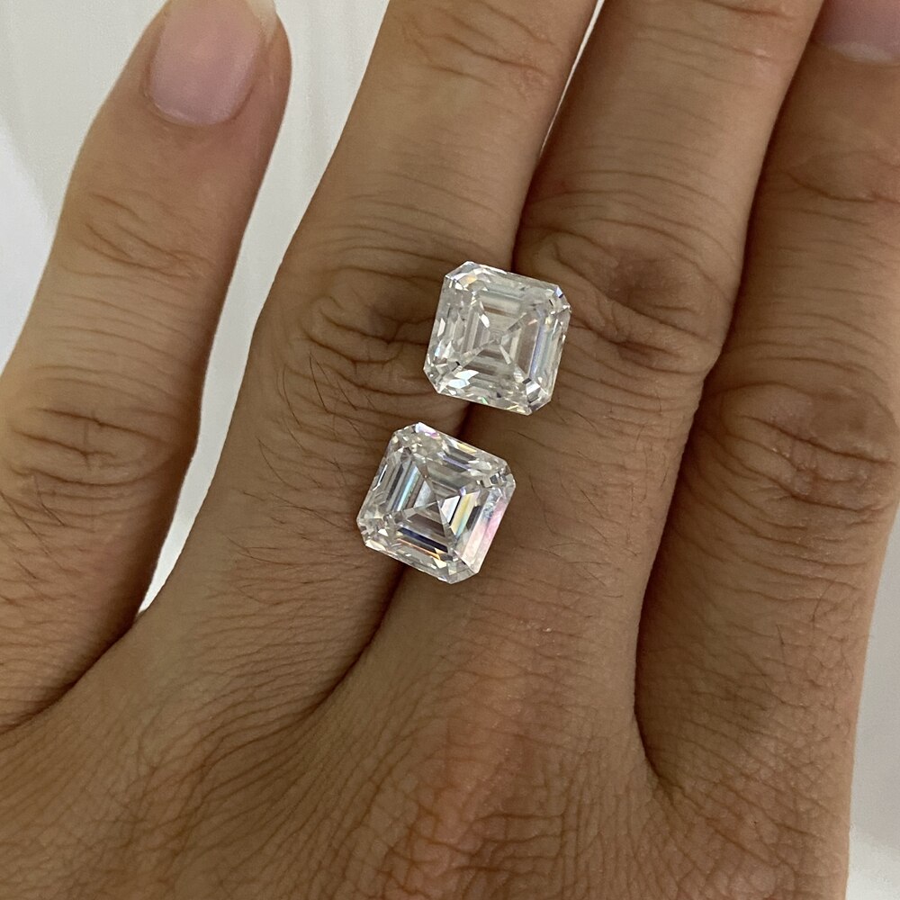 Grown Moissanite Diamond 5*5Mm Asscher Cut Wit Moissanite Stone 0.63 Karaat Uitstekende Moissanite Voor Ring