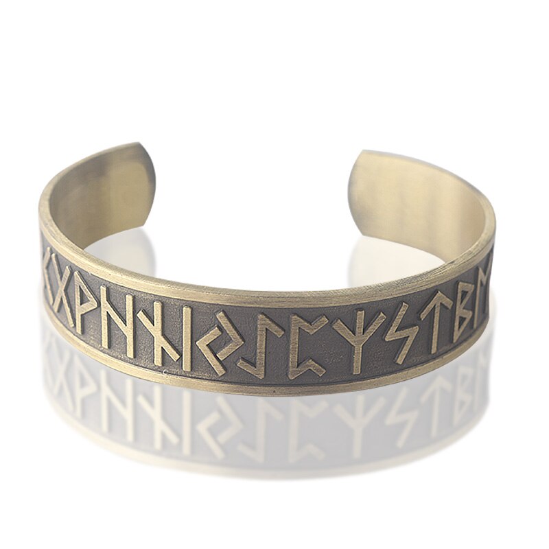 2020 nórdico viking 24 amuleto runas manguito pulseira terapia magnética manguito pulseiras para homens jóias acessórios: Chapeado em Preto