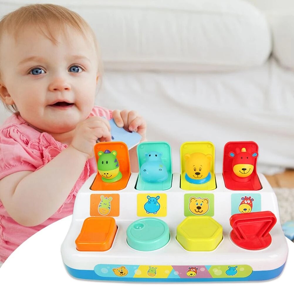Boîte de commutation Interactive Pop-up, jouet Animal, boîte à boutons, poupée intelligente pour bébé, apprendre à étendre les jouets, de jeu,