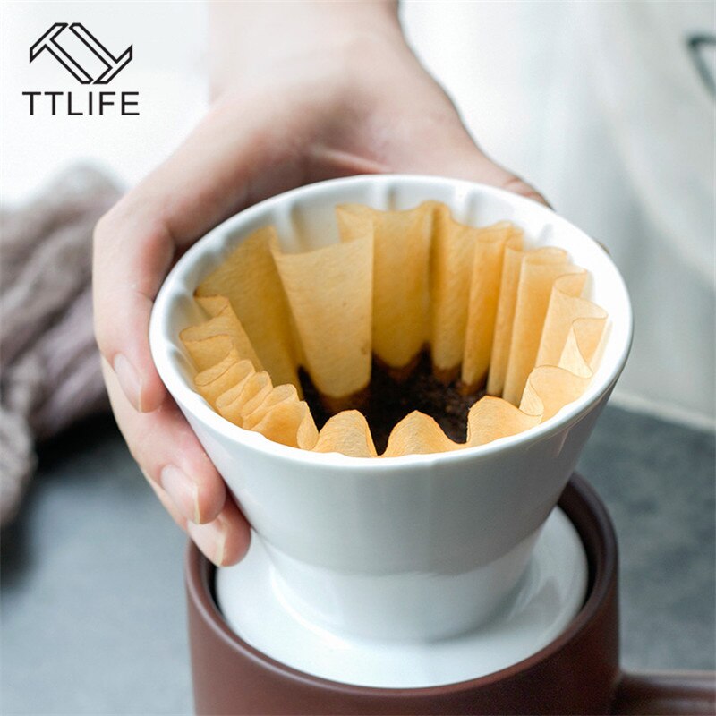 50 Uds cesta de papel de filtro para café para 1-4 tazas o 1-2 tazas marrón Natural sin blanquear Biodegradable para café por goteo para Barista