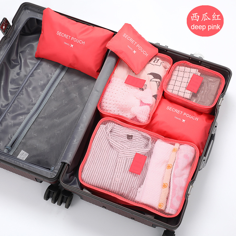 6 stuks reisorganizer opbergtassen draagbare reiskoffer organizer reistas voor dames bagage organizer kleding schoenentas: Paars