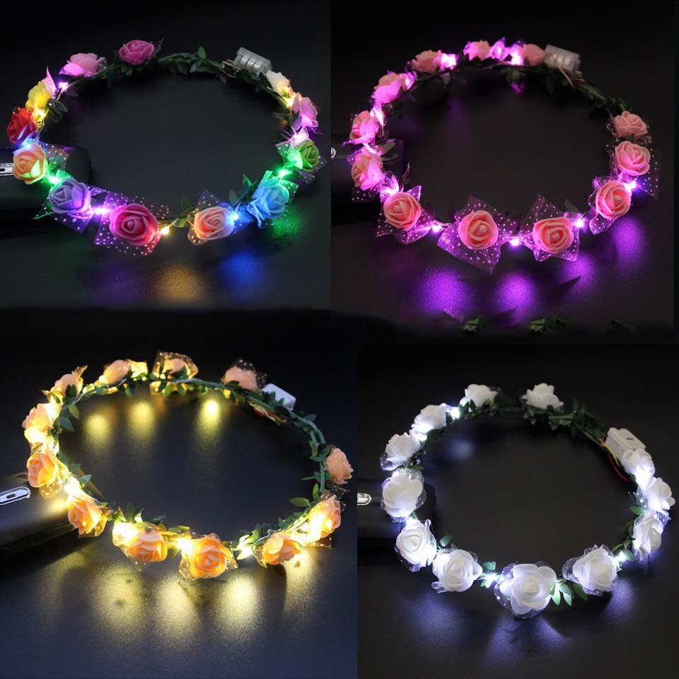 Vrouwen Meisje LED Knippert Lichtgevende Licht Bloem Hoofdband Haarband Hoofddeksels Kerst Bruiloft Glow Party Supply