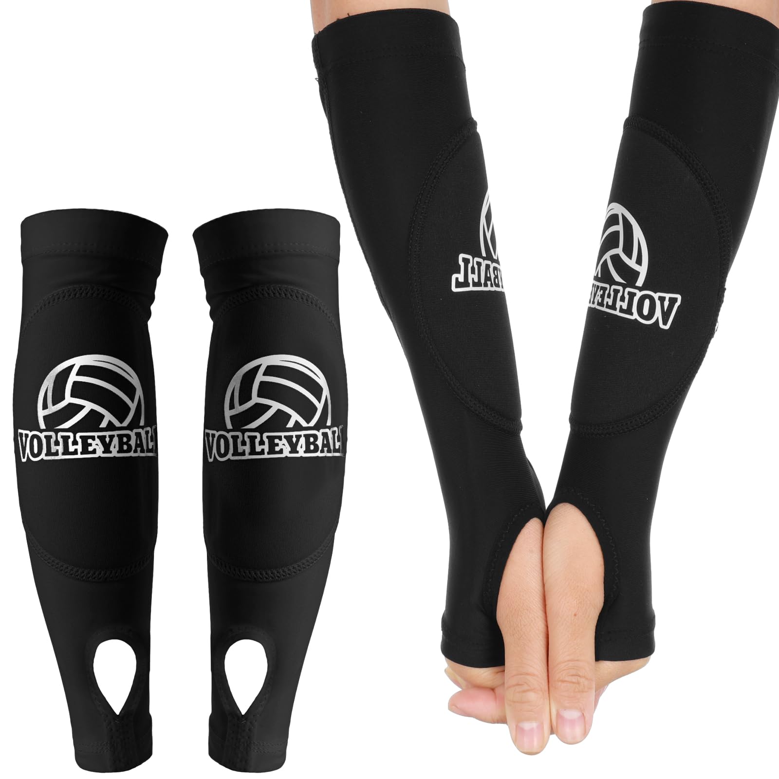 1 Paar Volleyball-Armmanschetten-Handschuhe für Unterarm, Kompressionstest, Training, Basketball, Handgelenkstütze, Schutz, Sport-Armschutz: M / Black
