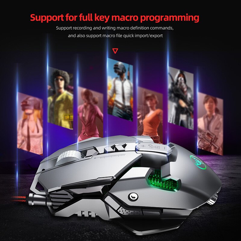 RGB Mouse Aluminum Alloy Illuminated Mechanical Wired Mouse 6400DPI Adjustable Definition Gaming Mouse Gamer PC Accessories