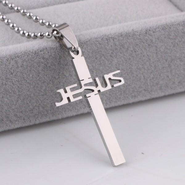 Jezus Ketting Mannen Mannen Sieraden Titanium Rvs Jesus Cross Jezus Sieraden Barmhartigheid Jezus