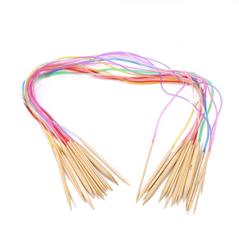 Multicolor tube 18size/set Bamboo Circular Crochet Knitting Needles Set HOME ACCESSORIES: 100cm colorful